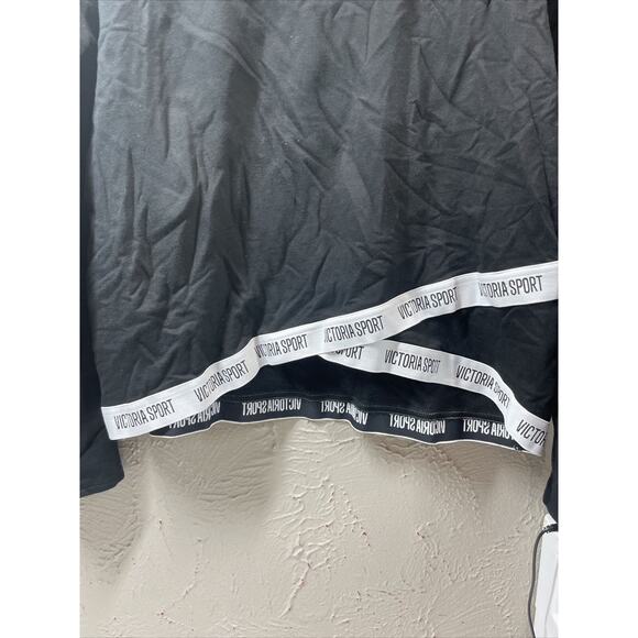 Victoria Sport Black Strappy Fleece Lined Cropped Long Sleeve Crew Neck Size XL - Picture 2 of 5